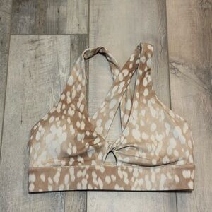 Fabletics Beige Patterned Sports Bra